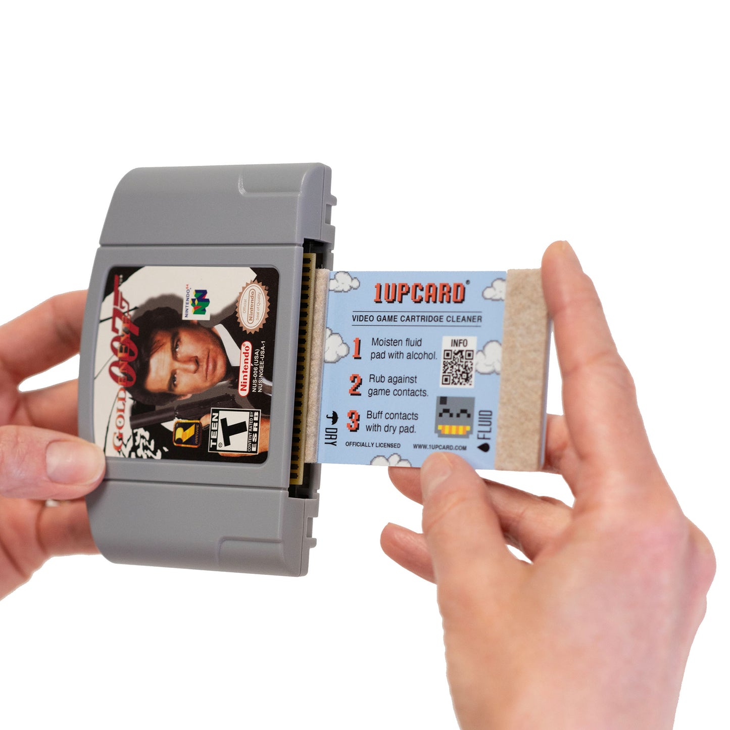 1UPcard_cleaning_nintendo_64_N64_cartridge