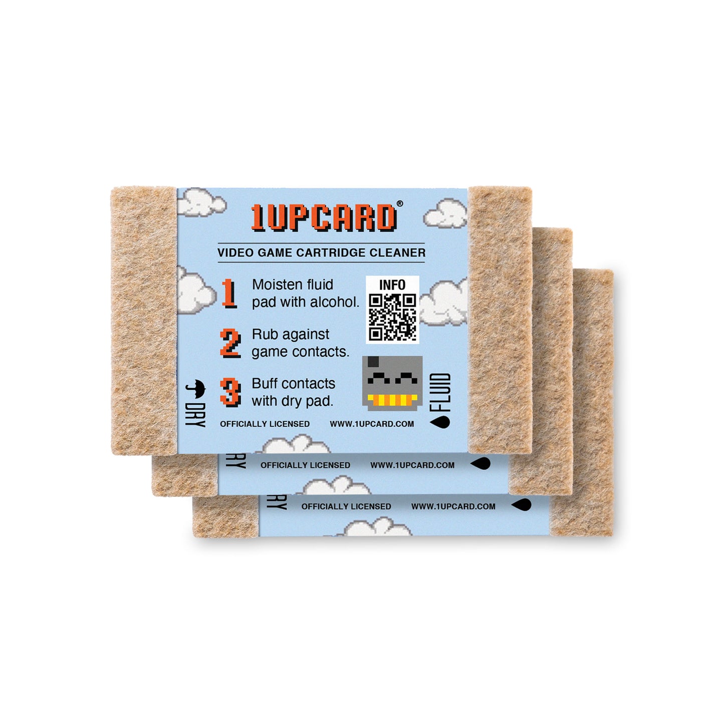 1UPcard™ Video Game Cartridge Cleaning Cards - 3 Pack