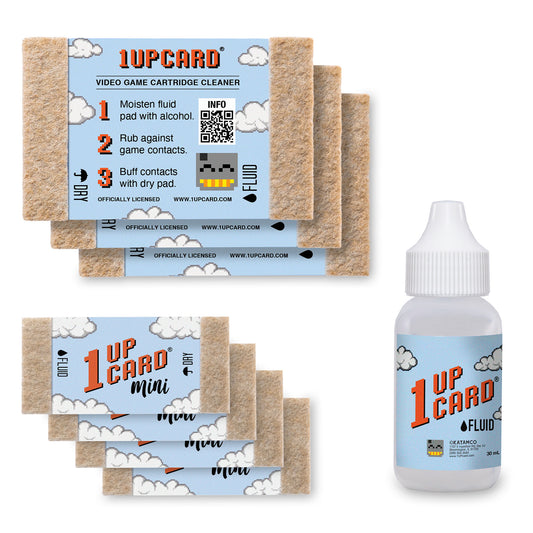 1UPcard™ Video Game Cartridge Cleaning Kit - Multi-Size Kit with Fluid (save 15%)