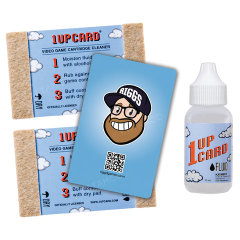 John Riggs 1UPcard™ Video Game Cartridge Cleaning Kit - 3 Pack with Fluid